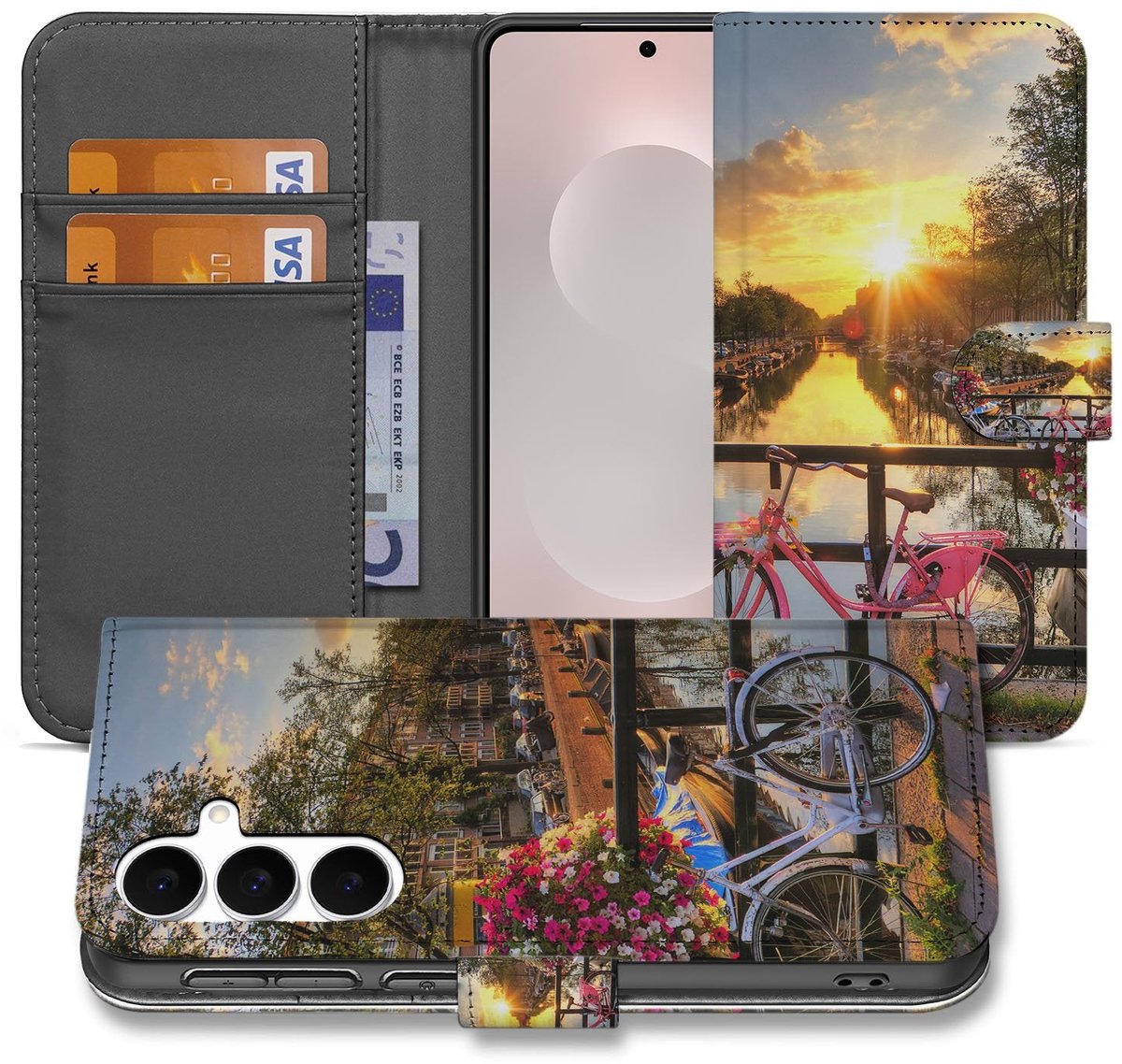 Samsung Galaxy S25 FE Flip Cover Bookcase Amsterdamse Grachten Zwart