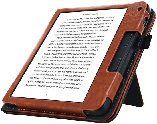 Hoesje Geschikt voor Kobo Libra 2 Sleepcover Luxe Hoes Cognac Bruin - ereader hoesje - cover van i12Cover — afbeelding 5