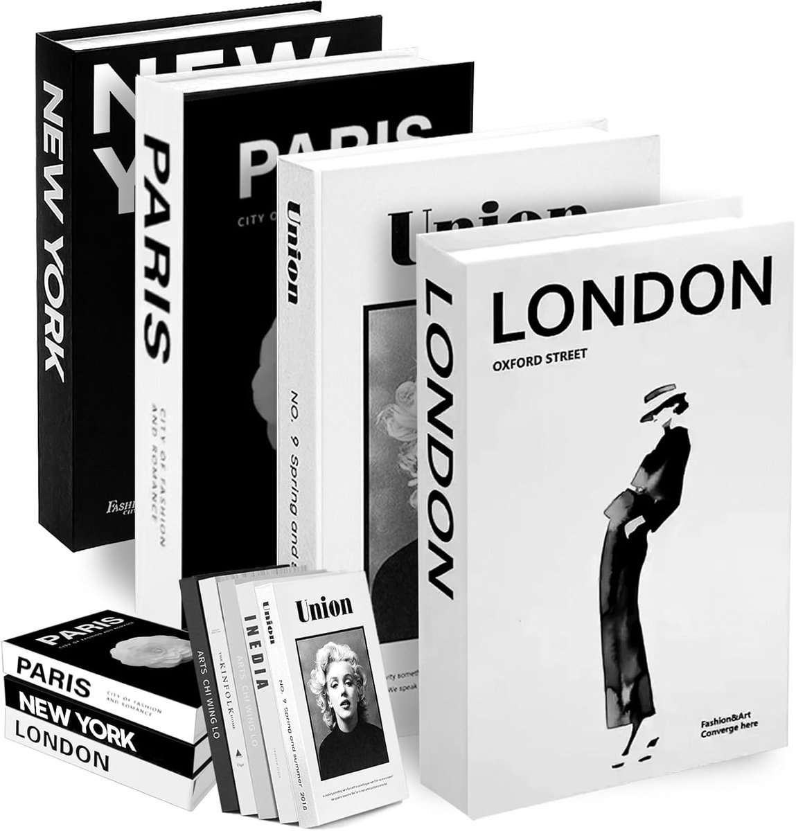 Stunq® Set van Vier Gestructureerde Boeken met Verschillende Textuur en Afmetingen voor Decoratieve Doeleinden