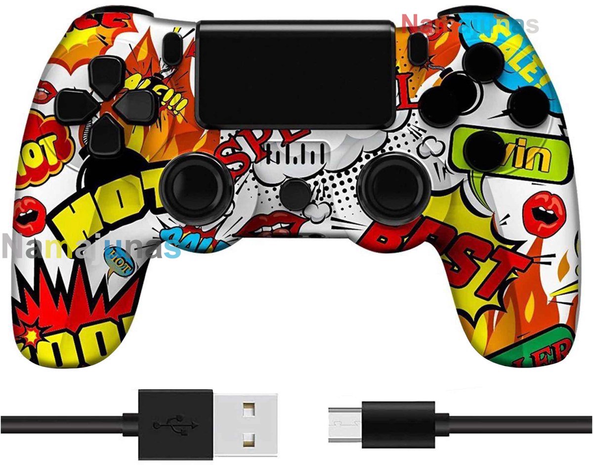 Namajunas - Draadloze Controller geschikt voor PS4/Pro/Slim/PC - Bluetooth gamepad - Geschikt voor Playstation 4 -Zes-assige sensor - LED-lichtbalk en touchscreen-functionaliteit - Audio Jack Input - Gaming Accesoires