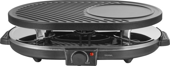 Blokker Raclettegrill - Gourmetset - 8 Pannen - Indicatielampje - Regelbare thermostaat - ILAG Coating - Stalen grillplaat - 8 spatels - Antislip - RG-131524.1 Zwart — afbeelding 3