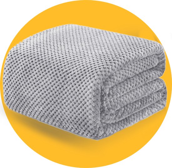 Pasper Fleece deken 150 x 200 cm - Grijs - 230 GSM - Wafelstructuur voor extra warmte - Zachte plaid voor bank, bed en decoratie