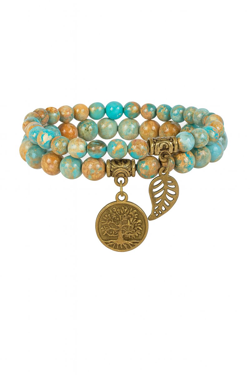 S4H - Amazoniet Tree of Life Armband – 8 mm Edelsteen Kralen – Bescherming & Balans – Handgemaakt Unisex Sieraad met Bedels