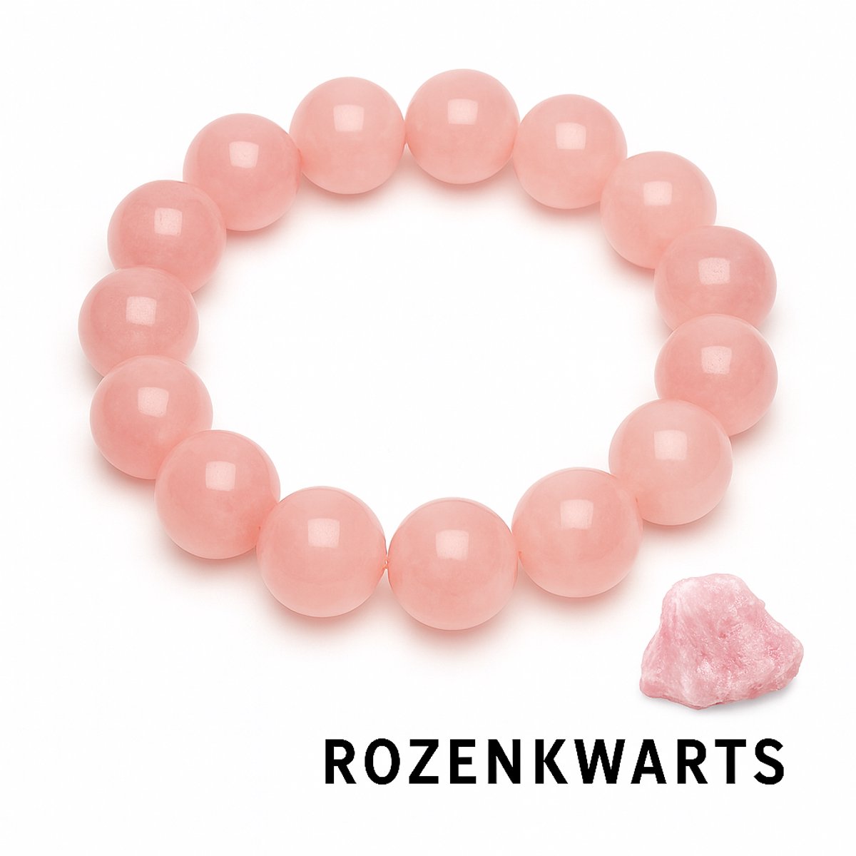 S4H Rozenkwarts Liefdes Edelstenen Armband – 14 mm Kralen | Trek Liefde & Harmonie aan - HOOGSTE KWALITEITS