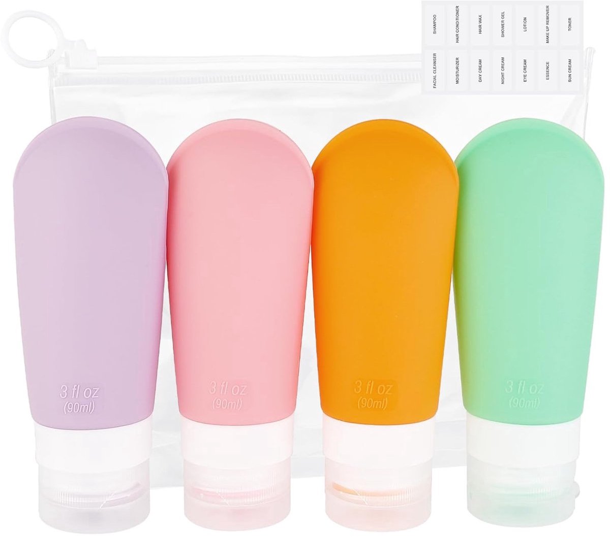 Stunq® Handige Herbruikbare Silicone Reisflesjes Set voor Shampoo en Verzorgingsproducten