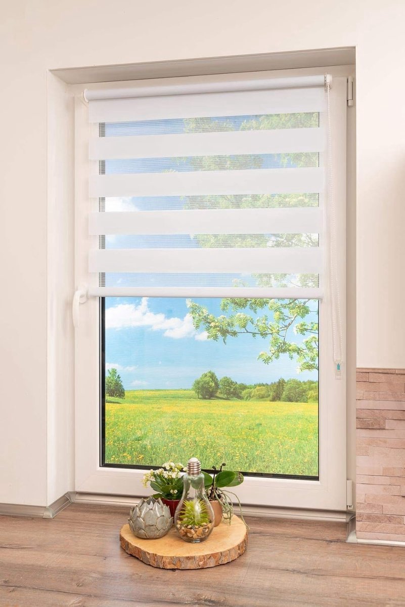 Stunq® Dubbele rolgordijn, geen boren nodig, wit, 45 x 150 cm (B x L)