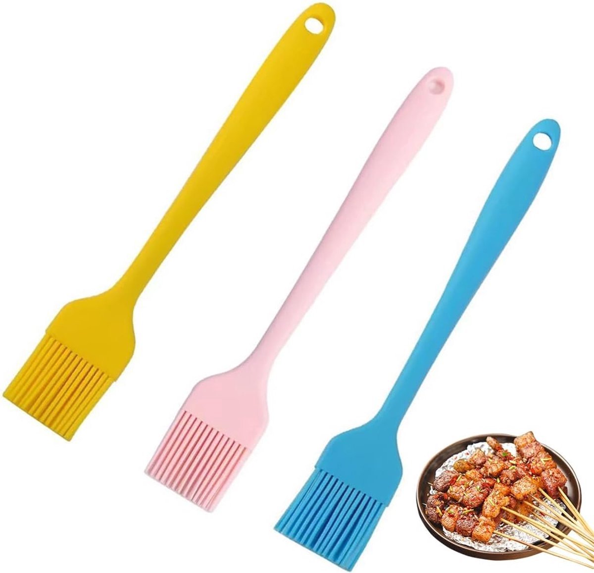 Stunq® Hittebestendige Siliconen Bakborstel voor Olie, Boter en Marinades - Set van 3