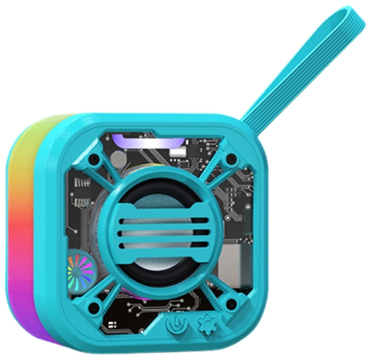 RadiGlow RGB Bluetooth Speaker – Mini Speaker met Radiator Design – 5W Geluid – RGB Licht – Bluetooth 5.4 – TWS & TF-kaart – Type-C Blauw