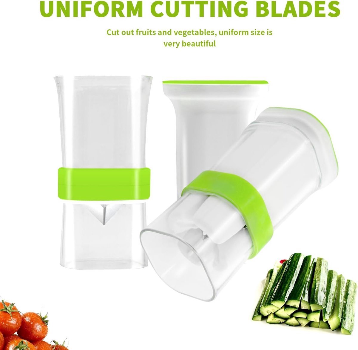 Stunq® Komkommersnijder groentesticks cutter fruit groentesnijder - multifunctionele komkommersnijder met roestvrijstalen mes voor ui, wortelen, aardbeien, aardappelen en tomaten, 1 stuk