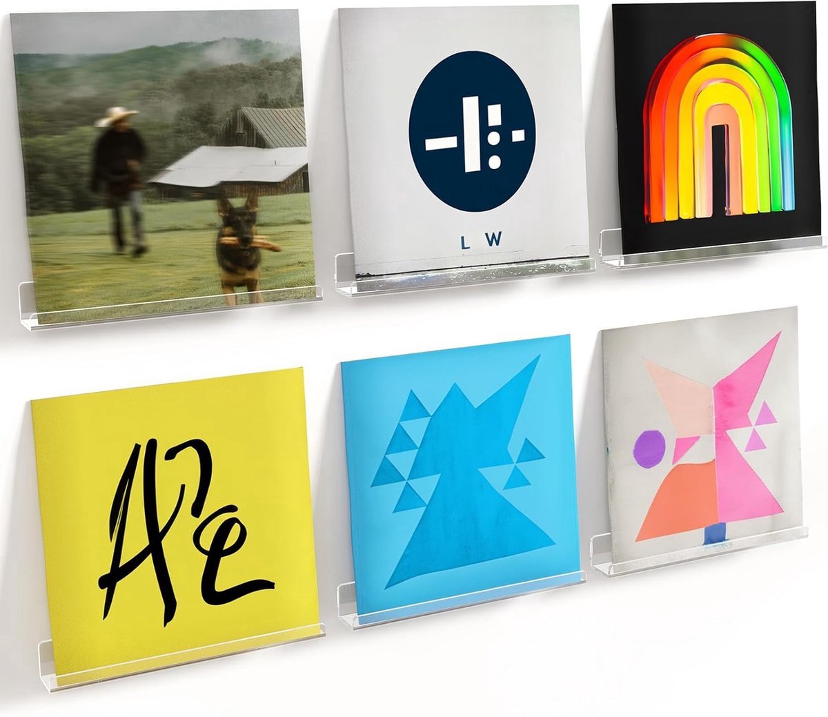 Stunq® Transparante Acryl Wandplanken voor Vinyl Platen, Foto's en Decoratie - 10 Stuks