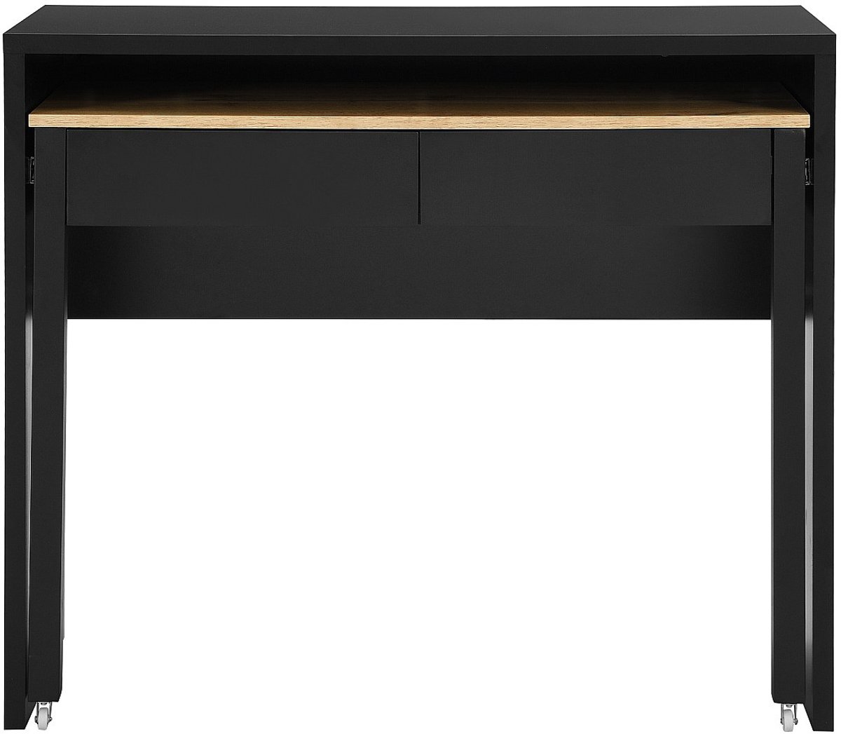 Vente-unique Uitschuifbaar console-bureau met 2 lades - Zwart en naturel - LOAVIA