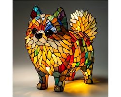 Schattige Pomeriaan tafellamp, tafellamp in de vorm van een huisdierhond, nieuwe honden tafellamp, retro dierenhuisdecoratie, geschikt als cadeau, gekleurd hars bureau nachtlampje, gekleurd