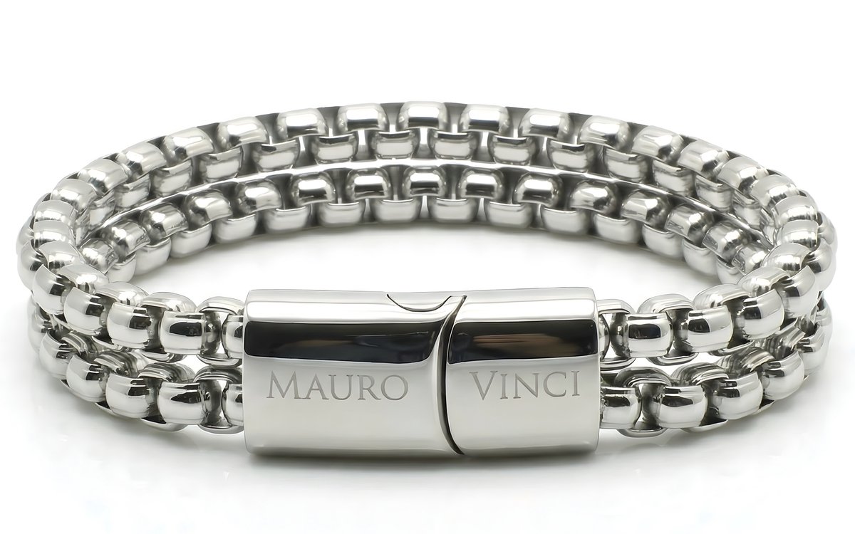Stalen armband glanzend Mauro Vinci CIli 19cm - Armband staal met magnetische sluiting en geschenkverpakking