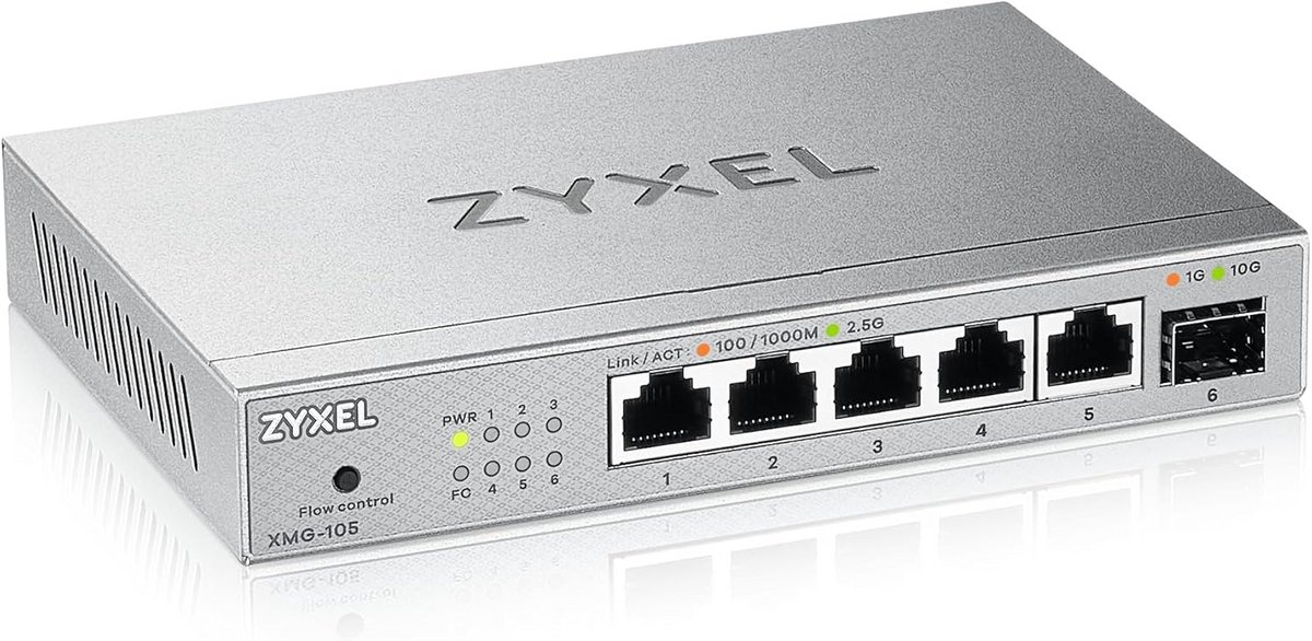 5-Poorts 2.5G Multi-Gig Unmanaged Switch met 10G SFP+ Poort
