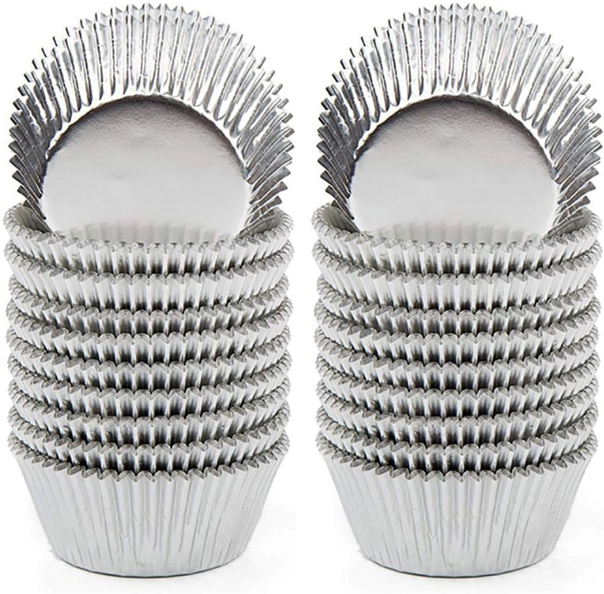 200 Stuks Zilver Foil Cupcake Liners - Elegante Baking Cups - 5 cm Bodiddiameter - Voor Elke Viering