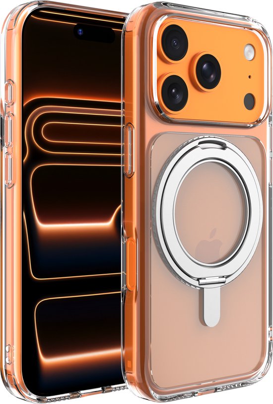 Étui Reovo compatible avec iPhone 17 Pro Max MagSafe - Support à 360° - Protection contre les chutes jusqu'à 2 m - Transparent - Antidérapant