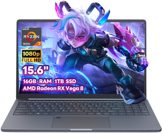 Ninkear A15 Plus Laptop 15,6 inch Full HD - Ryzen 7 5825U - 16GB RAM - 1TB NVMe SSD - Radeon Vega 8 - Windows 11 - WiFi 6 - Donkergrijs - Ninkear - Hoofdafbeelding
