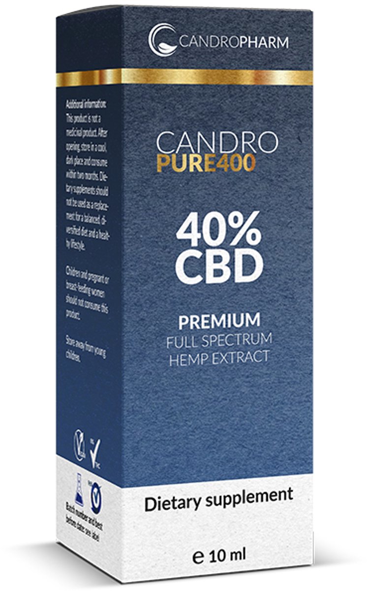CandroPure400 40% Full SpectrumCBD Olie - 10ml Hennep Olie Full Spectrum - Natuurlijk Extract uit NL - Voor dagelijks gebruik