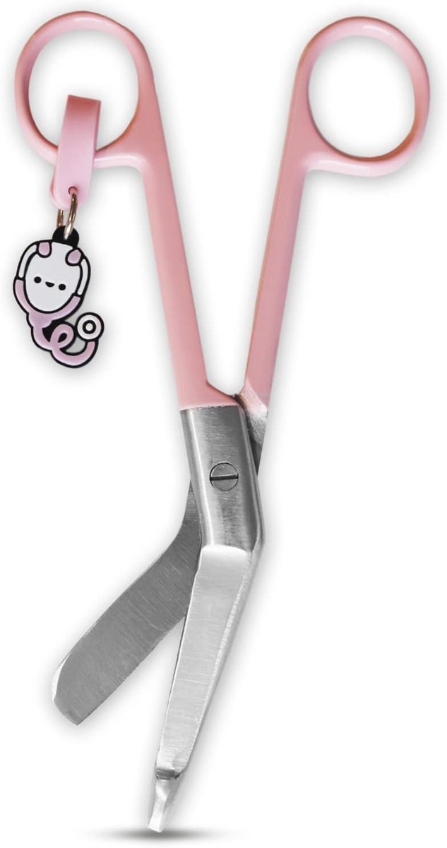 Ziekenschaar - Stompe Punt Schaar van Roestvrij Staal - Sleutelhanger Design (Roze)