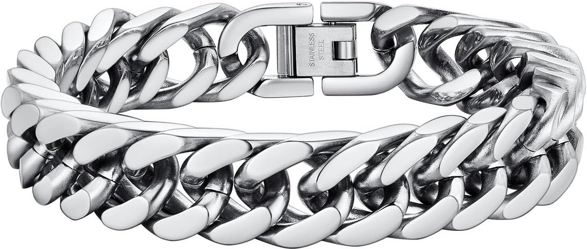 Heren Armband Miami Stijl Roestvrij Staal Zilver Goud Zwart Cuban