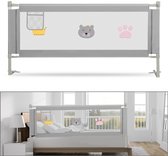 Barrière de lit 200 CM - Barrière de lit ajustable - Universel - avec filet de retenue - Bord de lit - Barrière de lit - Barrière de lit pour tout-petits Protecteur de chute Sécurité anti-chute pour lit Kinder Sécurité - Grijs