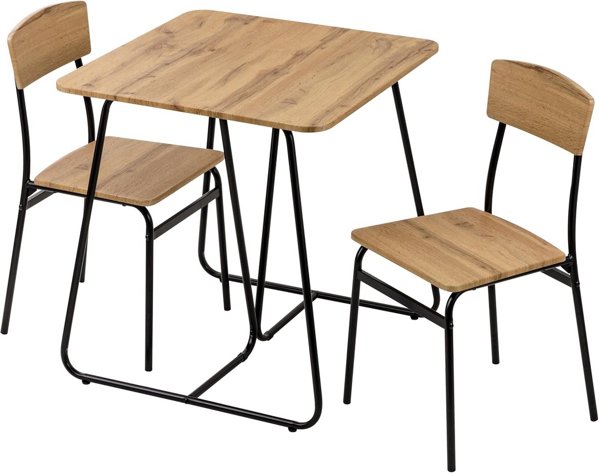 Moderne Eettafelset met 2 Stoelen - Compact en Trendy voor Binnen en Buiten