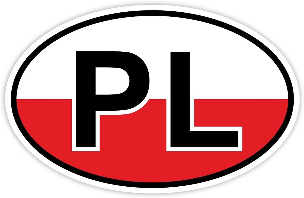 Autosticker Polen landcode 14,5 x 9 cm weerbestendig, UV-stabiel