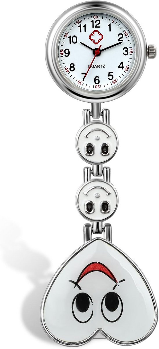 Zusterhorloge met clip voor Verpleegkundigen en Artsen - Analoog, Wit