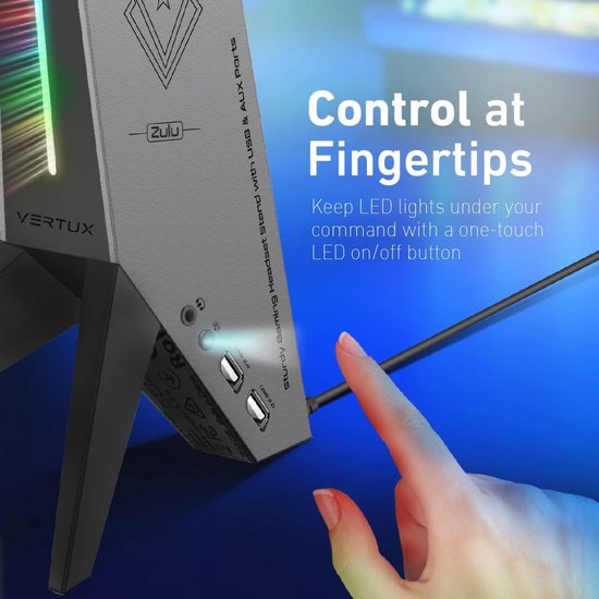 RGB Gaming Hoofdtelefoonstandaard met USB Poorten en AUX-Aansluiting — afbeelding 5