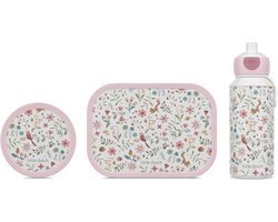 Mepal Lunchset (pop-up fles. lunchbox & fruitbox) Campus Little Dutch - 400 + 750 + 300 ml - Broodtrommel en Drinkbeker voor kinderen - Bento box - Pop-up drinkfles - Fairy Wonders