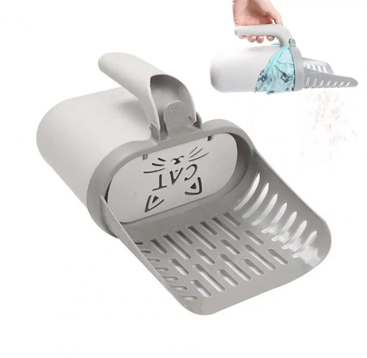 Kattenbak Schep met Container – All-in-One Kattenbak Scoop – Hygiënisch