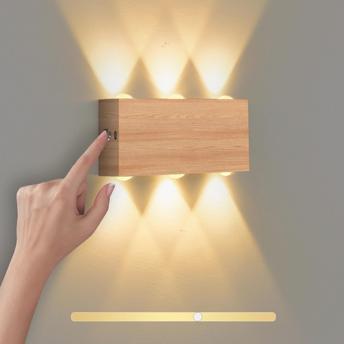 Dimbare Draadloze LED Wandlamp voor Binnen - Oplaadbare Magnetische Wandverlichting met To