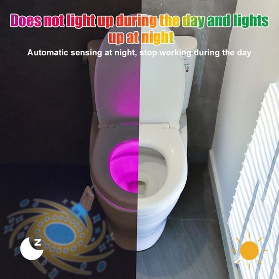 Bewegingssensor Toiletlamp met 16 Kleuren en Oplaadbare LED voor Nachtgebruik van Merkloos — afbeelding 4