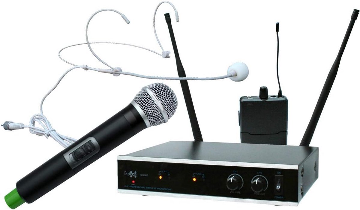 Professionele Draadloze Microfoonset UHF - Handmicrofoon & Headset met Ontvanger