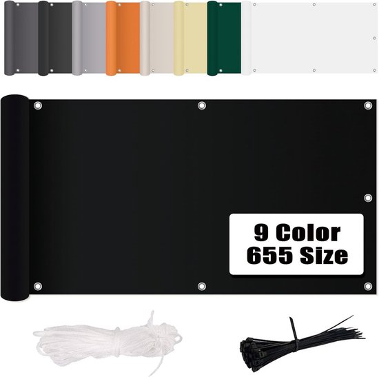 Balkonscherm 110 x 450 cm Uv-Bestendig, Zonwering