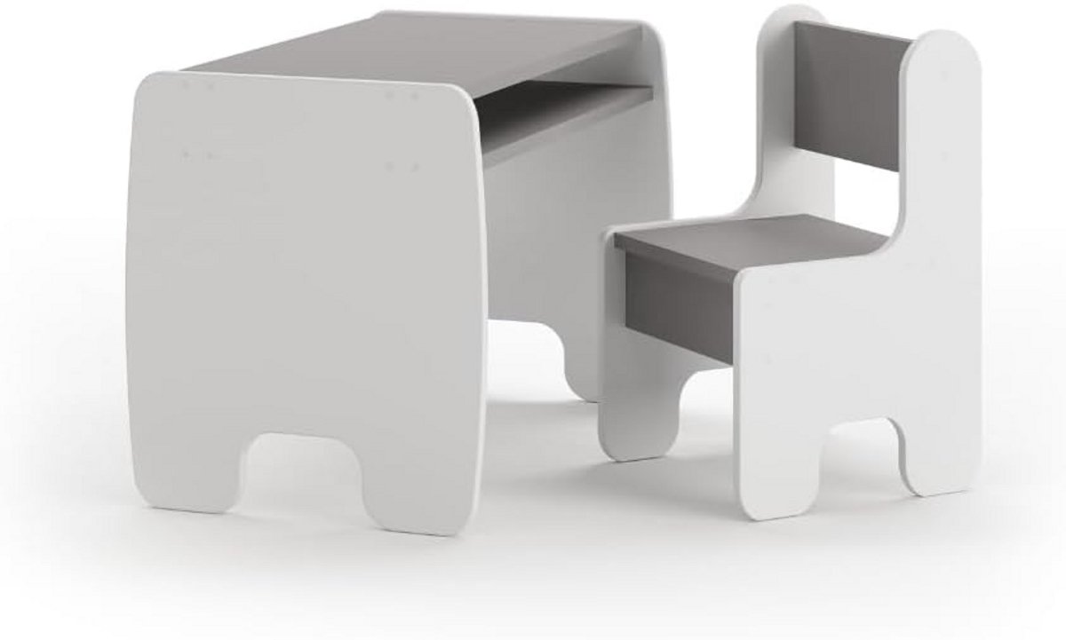 Kindertafel set met 2 stoelen | Schildertafel met opbergla met afgeronde hoeken | Kinderka