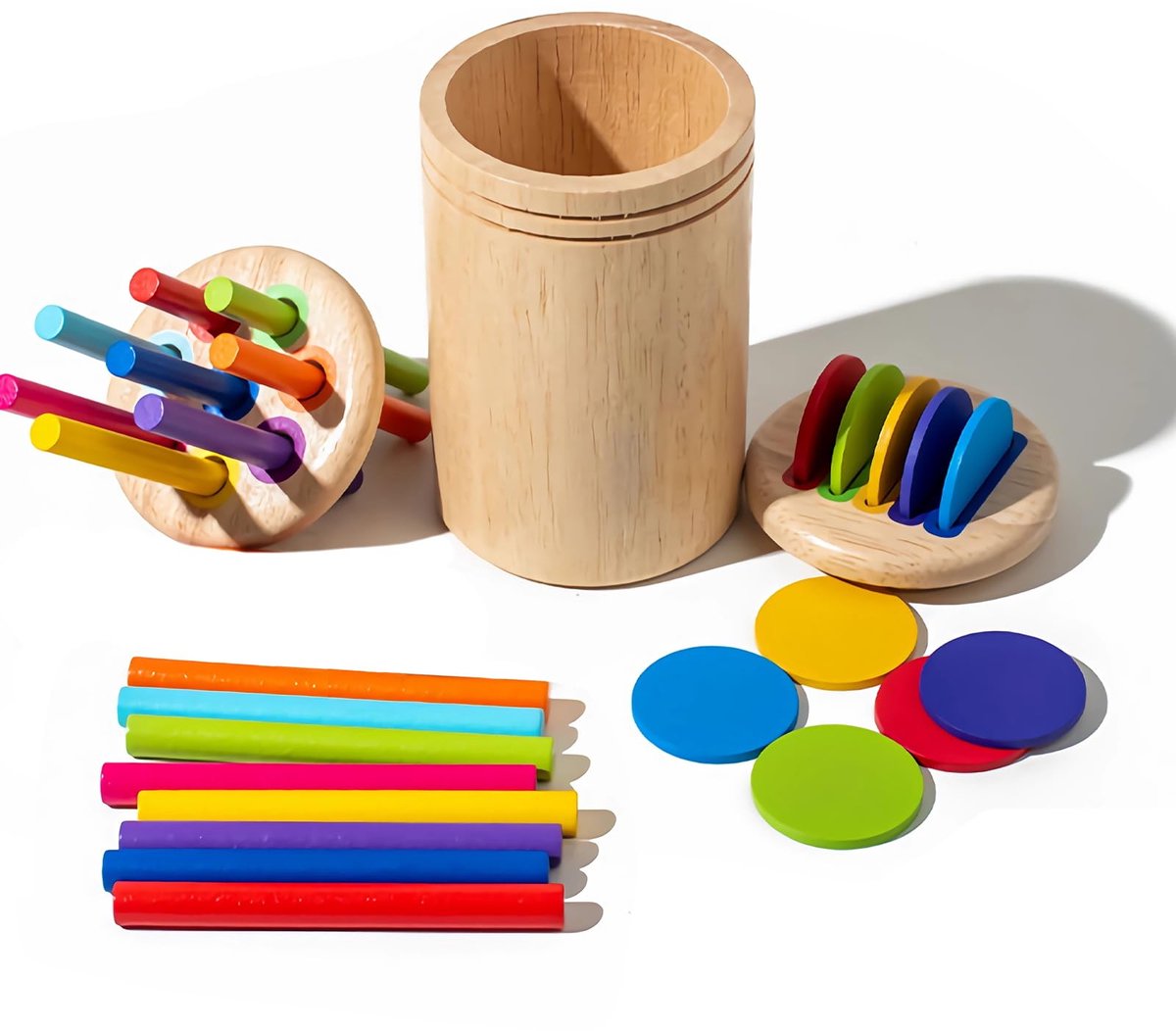Montessori Houten Speelgoed (Vanaf 1 Jaar) - Speelgoed Om Vormen En Kleuren Te Sorteren - Spelletjes Voor Motorische Vaardigheden - Educatieve Cadeaus Voor Kinderen