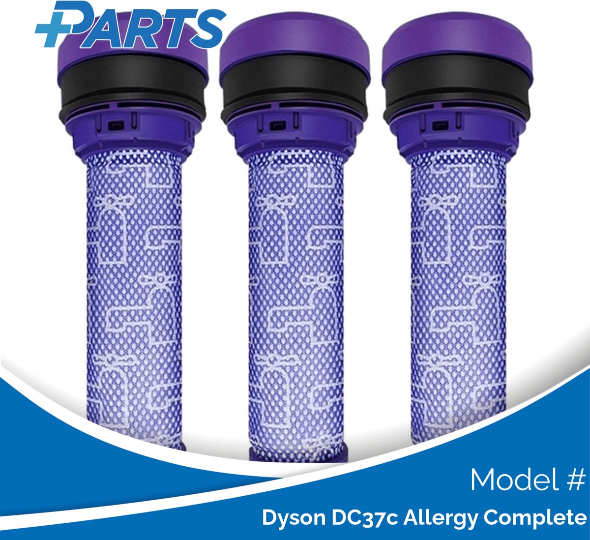 Dyson DC37c Allergy Complete Filters (3 Stuks, Plus.Parts® alternatief voor 923413-01)