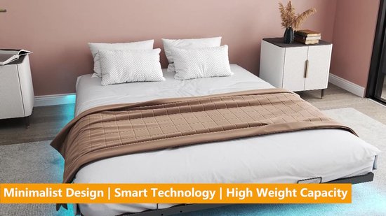 COMHOMA - Bedframe Metalen Logeerbed - Met LED en Stopcontacten - 160x200 cm