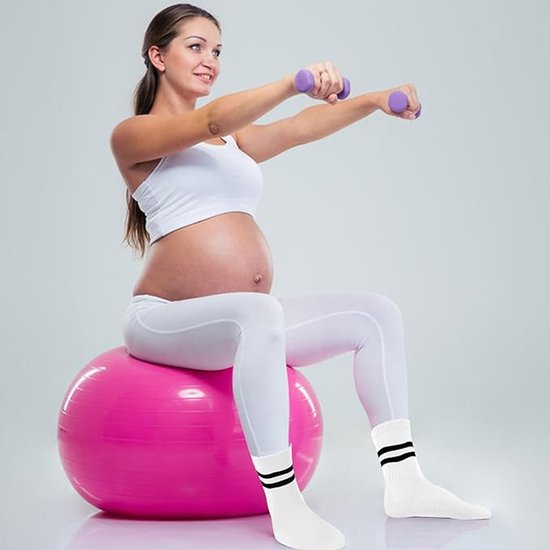 3 paar sokken - antislipsokken - vloersokken - puur katoenen sokken - antislipkousen- one size fits all - geschikt voor yoga, ballet, dans, gym op blote voeten - wit van Merkloos — afbeelding 2