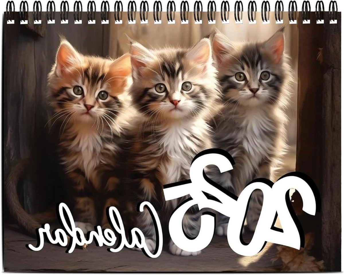 Allecta - Kattenkalender 2025 voor thuis en kantoor - Wandkalender met maandelijkse planning - Familieplanner als cadeau.