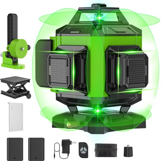 Niveau Laser 4D 360° HGLINE – Autonivelant, Laser Vert, 2 Batteries Et Télécommande