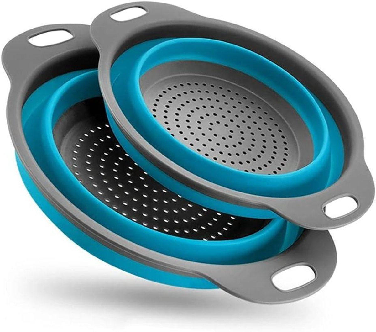 Allecta - Opvouwbaar siliconen vergiet voor keuken, inklapbare groente/fruit zeef (blauw)