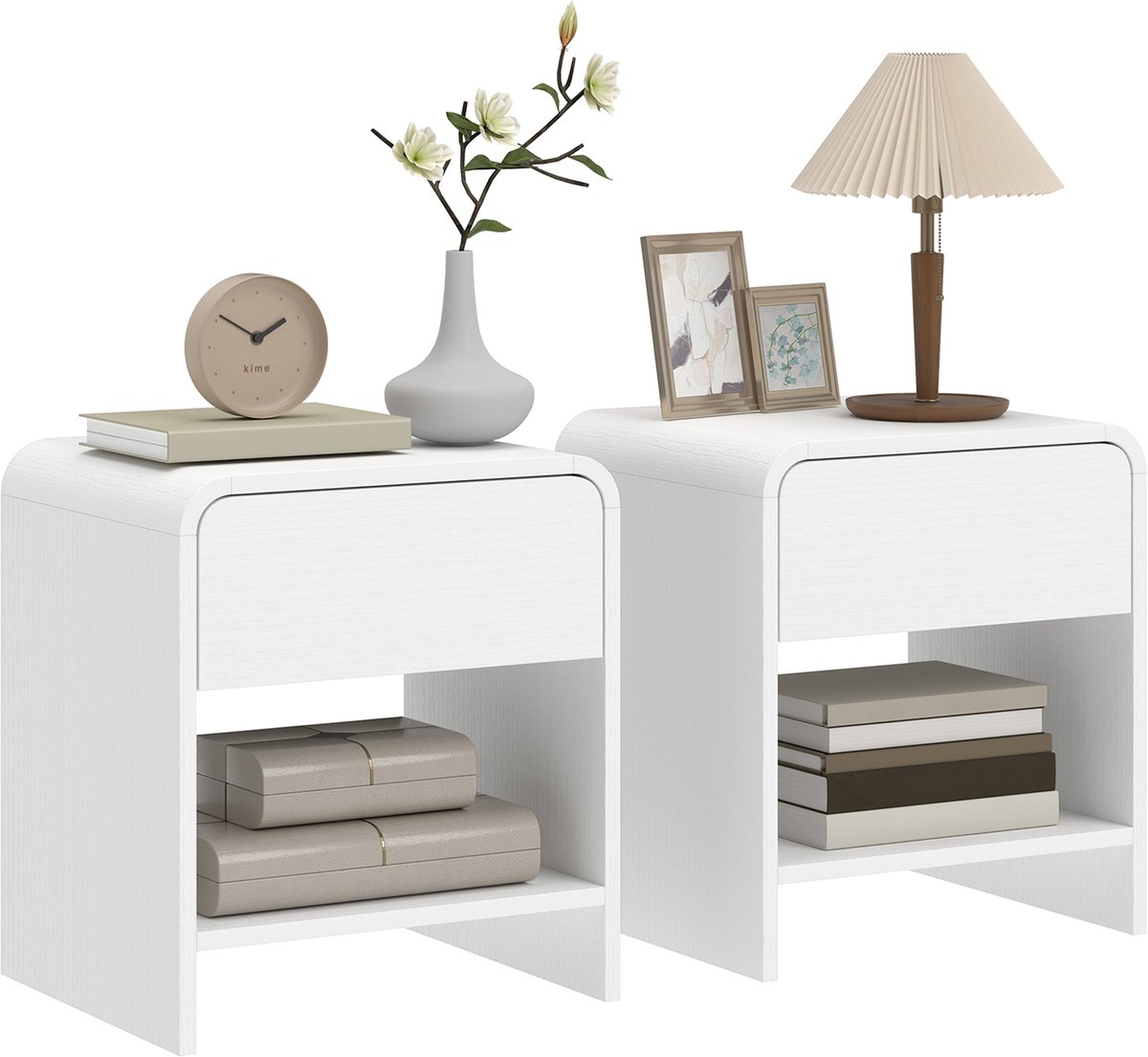 HOMCOM-Nachtkastje-MDF-40x35x45cm-Wit