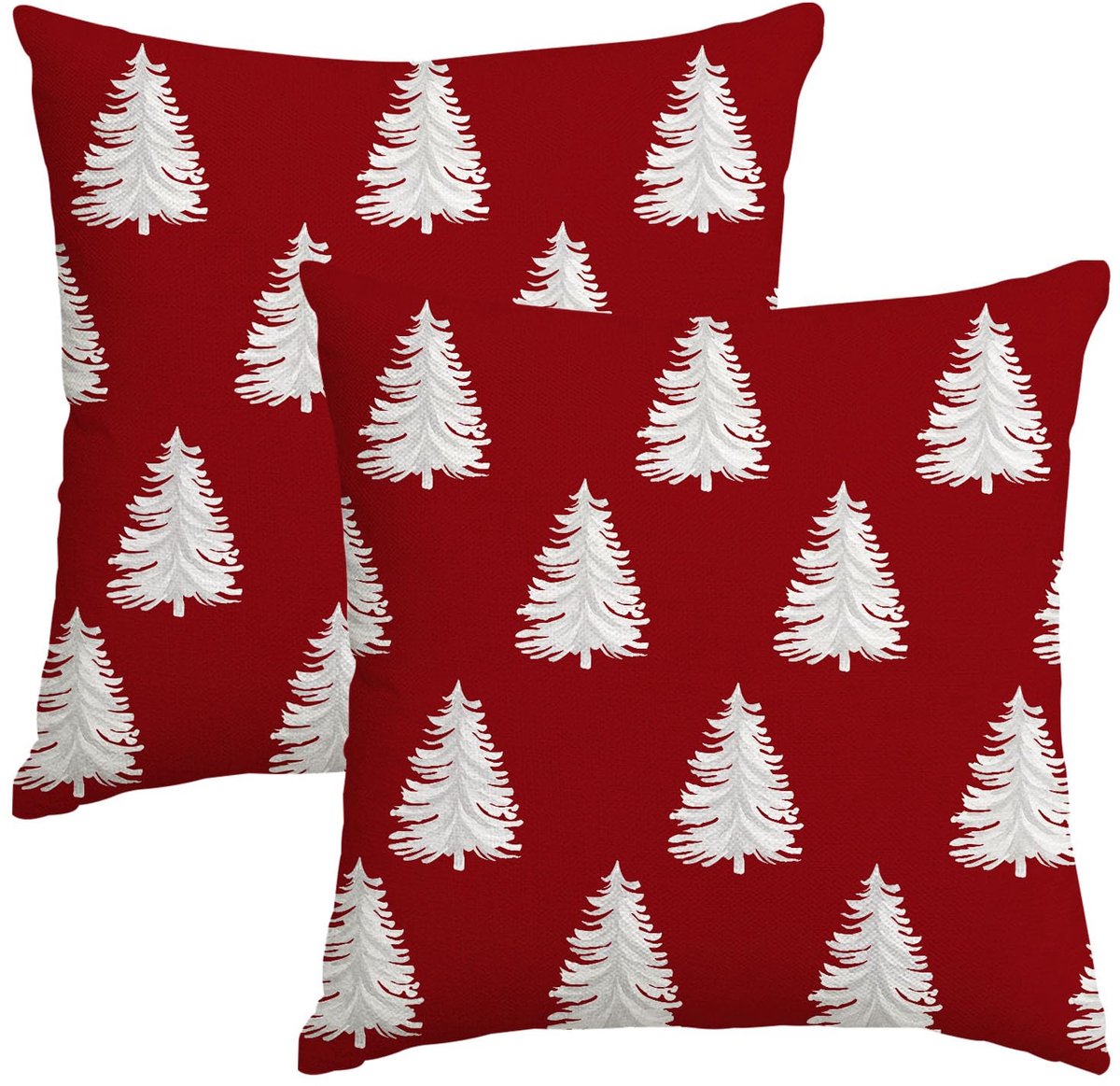 Unyqoos Set van 4 decoratieve kerstkussenhoezen met elegante ritssluiting rood