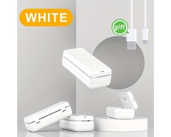 Mini vierkante sealmachine Geschikt voor thuisgebruik, plastic sealmachine Geschikt voor het verpakken van huishoudelijke plastic zakken, voedselconservering en het sealen van snacks (wit).