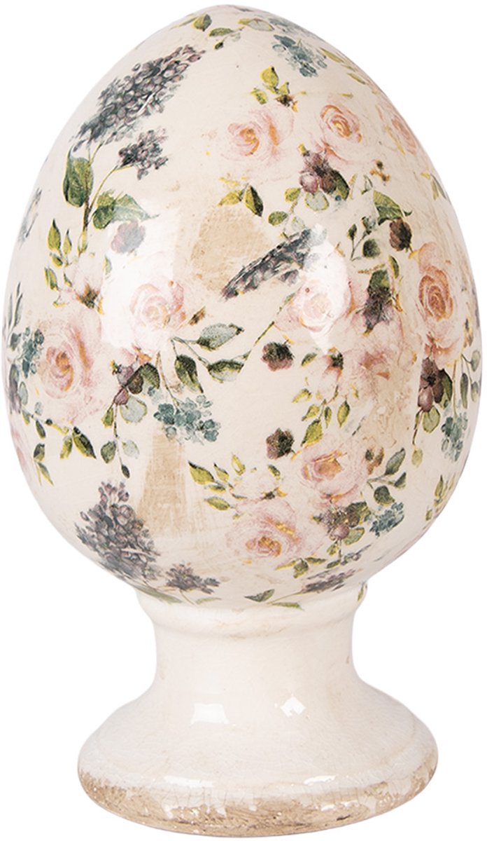 Decoratie Beeld Ei Ø 15x24 cm Beige Keramiek