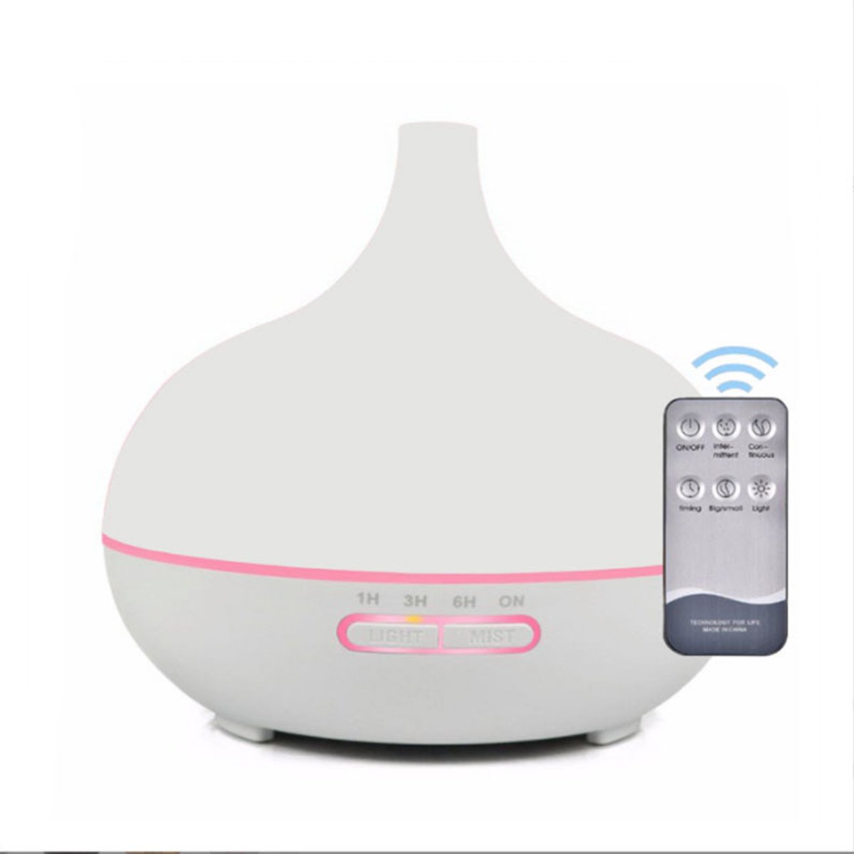 Luchtbevochtiger, aromadiffuser, ultrasone aromadiffuser, 7-kleuren wisselend licht, 550 ml waterreservoir, geschikt voor slaapkamers, kantoren, yogaruimtes, wit.