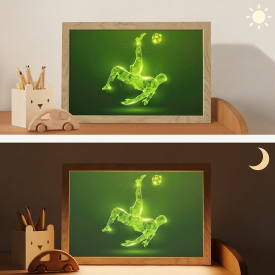 Nachtlampje 30x20 cm - Kinder lamp - Voetbal - Groen - Omhaal - Tafellamp kinderkamer - Slaapkamer lamp - Bedlamp kinderen - Kinderlampje stopcontact - Wandlamp babykamer - Nachtlampjes van Merkloos — afbeelding 4