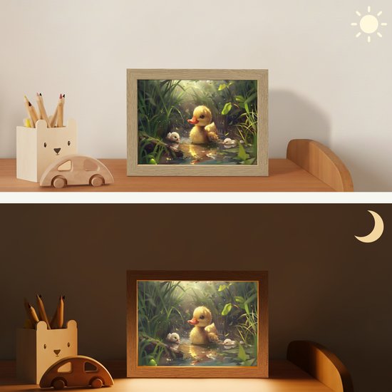 Nachtlampje 20x15 cm - Kinder lampje - Eendjes - Dieren - Natuur - Tafellamp kinderkamer - Slaapkamer lamp - Bedlamp kinderen - Kinderlampje stopcontact - Wandlamp babykamer - Nachtlampjes van Merkloos — afbeelding 4